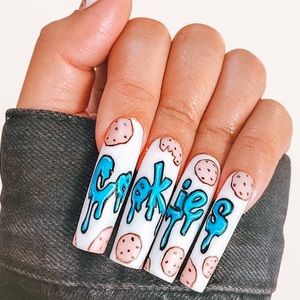 Long Coffin Press On Nails (Cookie Monster)